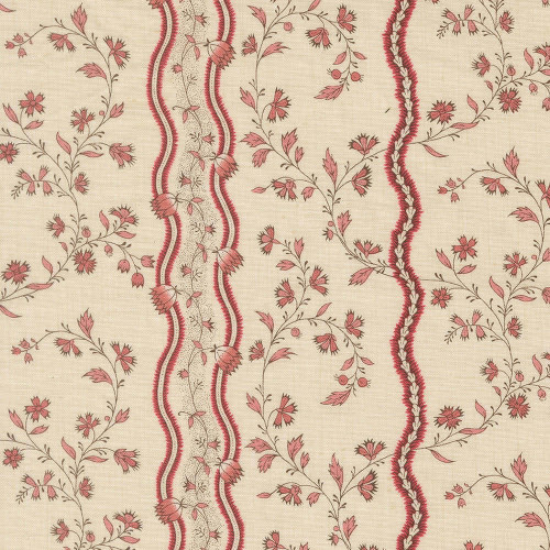 Moda Fabrics Fleur De Paris French General Jonquille Floral Stripe Pearl Garance Red Tan