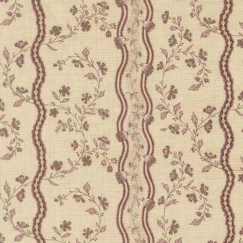 Moda Fabrics Fleur De Paris French General Jonquille Floral Stripe Pearl Lavender Lavender Red