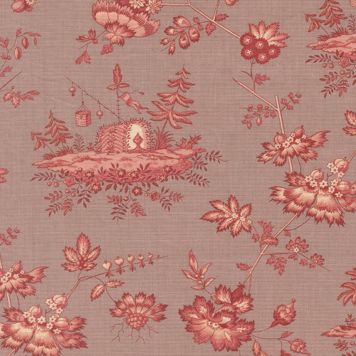 Moda Fabrics Fleur De Paris French General Jardinage Floral Scenic Lavender Lavender Red