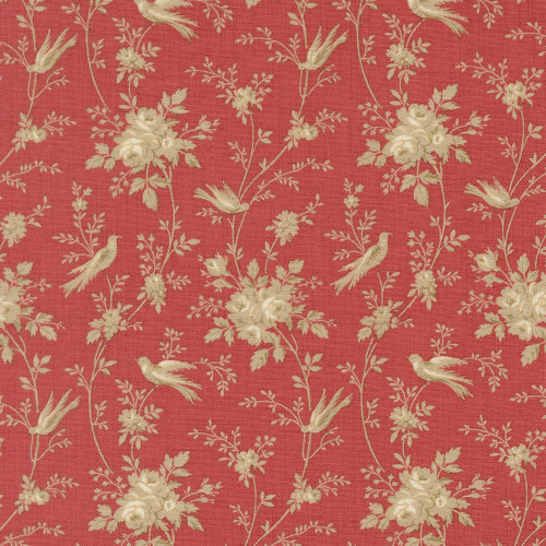 Moda Fabrics Fleur De Paris French General Oiseaux Floral Birds Garance Red Tan