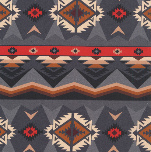 Windham Fabrics Spirit Trail Native American Charcoal Grey Red Brown Pampas