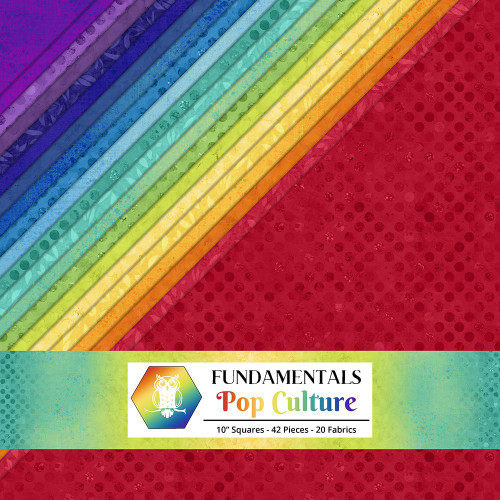 Lumin Fabrics White Owl Fundamentals Pop Culture Stack Rainbow Brights Ten Inch Squares