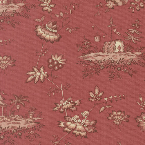 Moda Fabrics Fleur De Paris French General Jardinage Floral Scenic Garance Red Tan
