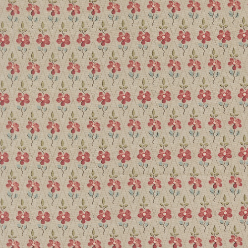 Moda Fabrics Fleur De Paris French General Paquerette Floral Plaid Smoke Grey Red
