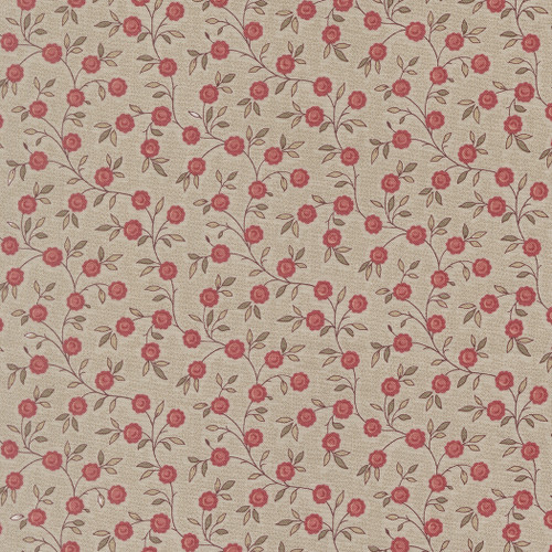 Moda Fabrics Fleur De Paris French General Topiare Floral Vine Smoke Grey Red