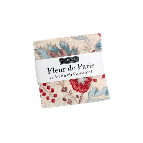 Moda Fabrics Fleur De Paris French General Mini Charm 2.5 Inch Squares
