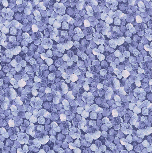 Riley Blake Fabrics Hydrangeas in the Garden Periwinkle Purple Blue Blooms