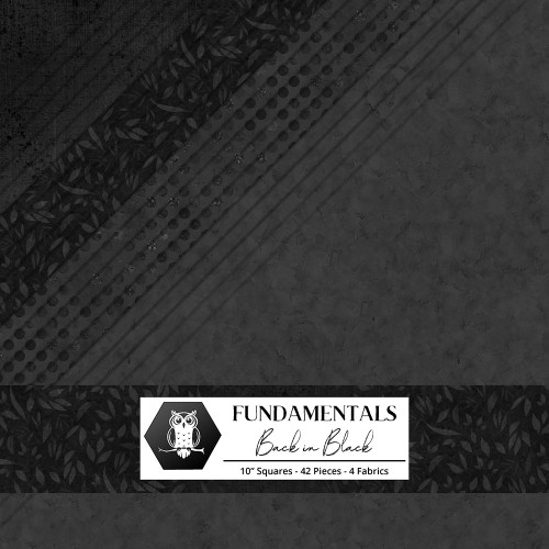 Lumin Fabrics White Owl Fundamentals Back in Black Stack Blacks Greys Ten Inch Squares