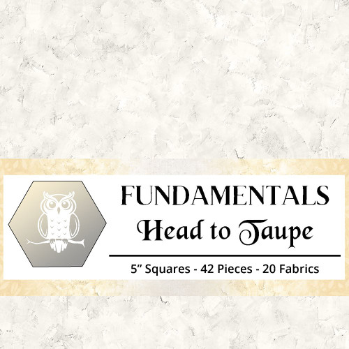 Lumin Fabrics White Owl Fundamentals Head to Taupe Stamp Cream Beige Brown Five Inch Squares
