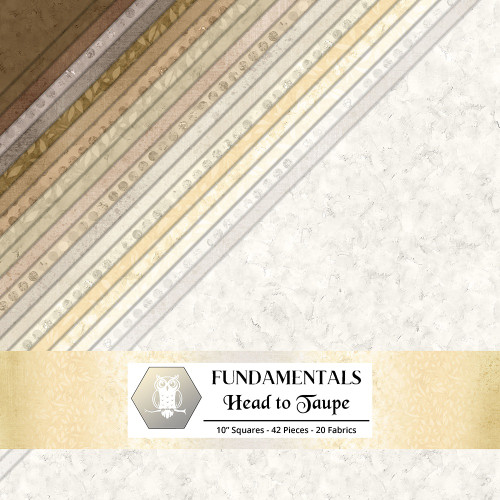 Lumin Fabrics White Owl Fundamentals Head to Taupe Stack Cream Beige Brown Ten Inch Squares