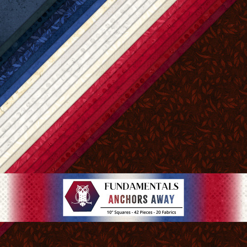 Lumin Fabrics White Owl Fundamentals Anchors Away Stack Red White Blue Ten Inch Squares