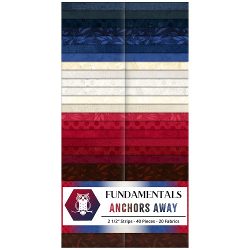 Lumin Fabrics White Owl Fundamentals Anchors Away Strip Pack Red White Blue Fabric Strips