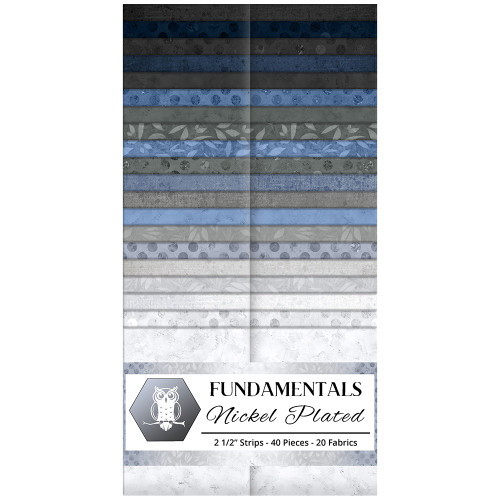 Lumin Fabrics White Owl Fundamentals Nickel Plated Strip Pack Blues and Greys Fabric Strips