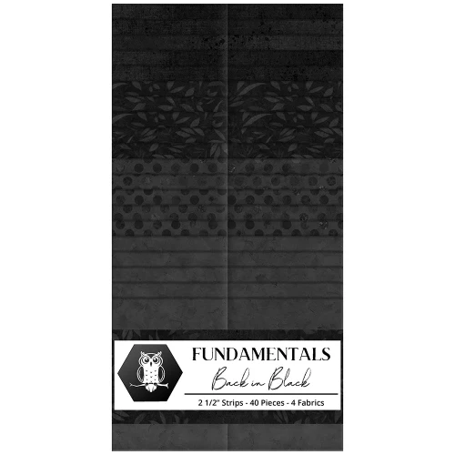 Lumin Fabrics White Owl Fundamentals Back in Black Strip Pack Blacks Greys Fabric Strips