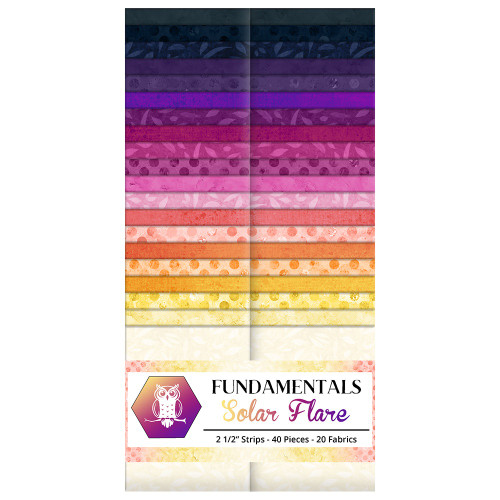 Lumin Fabrics White Owl Fundamentals Solar Flare Strip Pack Red Yellow Purple Fabric Strips