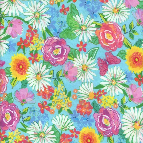 Benartex Fabrics Tropical Splash Blue Tropical Floral Paradise