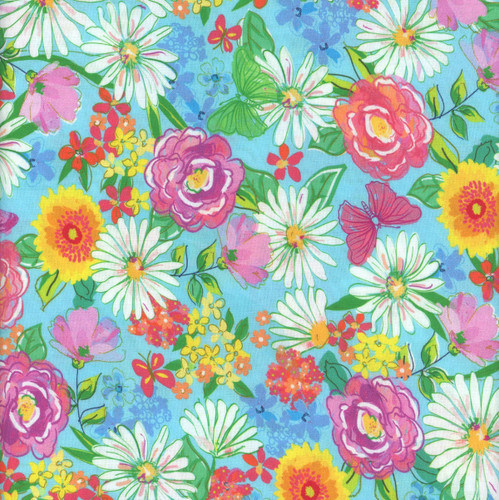 Benartex Fabrics Tropical Splash Blue Tropical Floral Paradise
