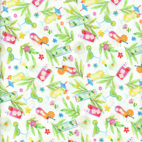 Benartex Fabrics Tropical Splash White Tropical Punch