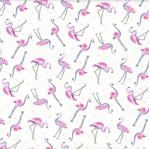 Benartex Fabrics Tropical Splash White Flamingo Friends