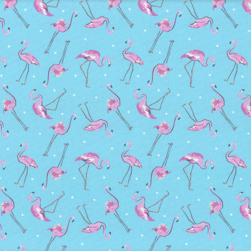 Benartex Fabrics Tropical Splash Blue Flamingos