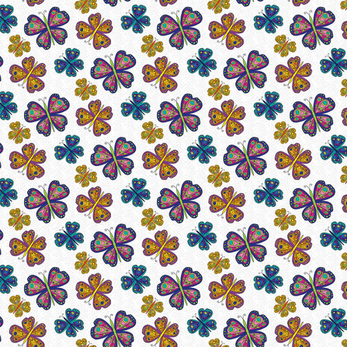 Benartex Fabrics Kaleidoscope White Multi Fligth