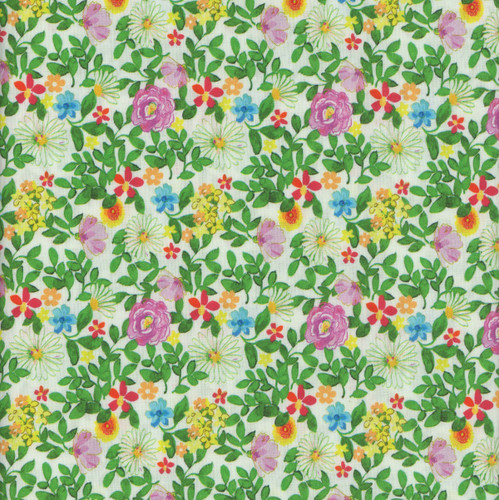 Benartex Fabrics Tropical Splash White Green Pink Garden Flowers