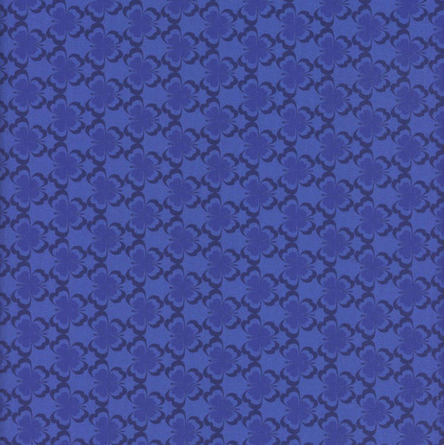 Benartex Fabrics Kaleidoscope Dark Blue Flutter, intricate floral pattern fabric in dark blue hues.