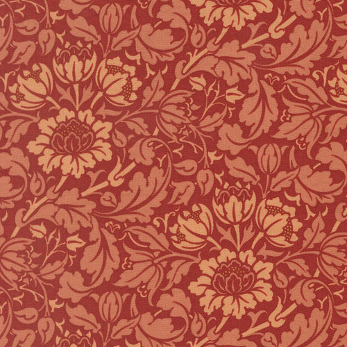 Moda Fabrics William Morris Muse Barbara Brackman Flowering Scroll Floral Russet Red