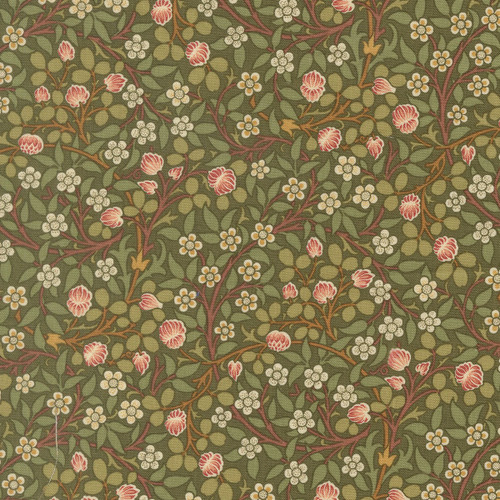 Moda Fabrics William Morris Muse Barbara Brackman Small Clover Floral Sage Green