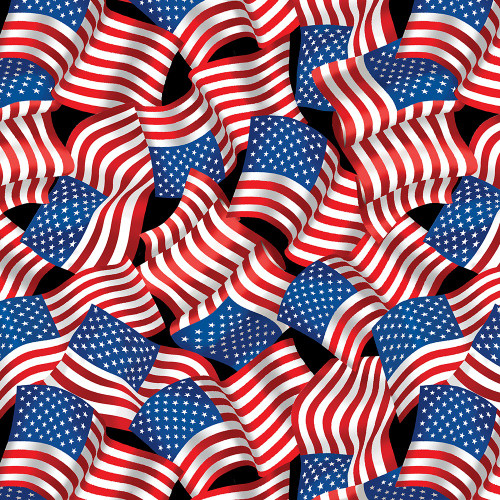 Benartex Fabrics Patriotic 108 Inch Wide Quilt Back Flag Celebration Black