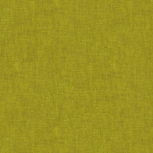 Lumin Fabrics White Owl Textiles Cortina Yarn Dyed Linen Seedling Pickle Green, close-up of fabric showing green linen textile with a textured, woven pattern.