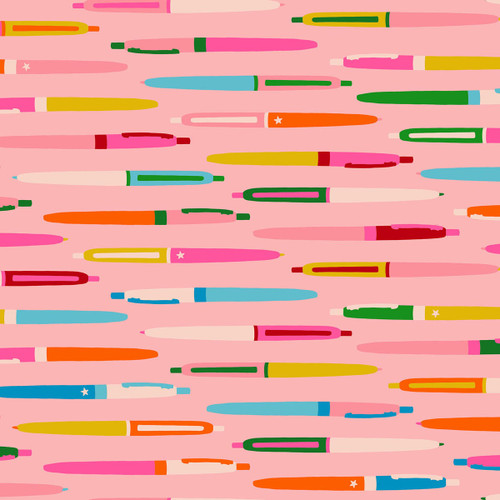 Moda Fabrics Trinketry Ruby Star Society Melody Miller Vintage Retro Pens Balmy Pink
