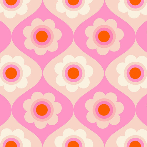 Moda Fabrics Trinketry Ruby Star Society Melody Miller Retro Floral Trinketry Flamingo Pink