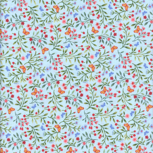 Studio E Fabrics Garden Park Jennifer Brinley Mini Wildflower Sprigs Light Blue