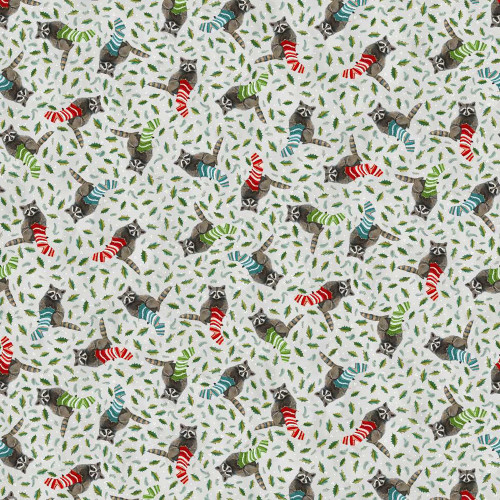 Studio E Fabrics Holly Woods Cathy Walters Knitting Raccoon Pearl