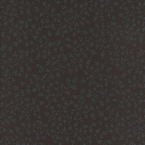 Studio E Fabrics Dark Shadow Black on Black Swirly Vine Dark Shadows, fabric with a dark background featuring a subtle, intricate vine pattern in a matching dark shade.
