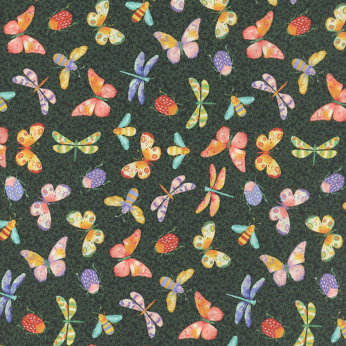 Studio E Fabrics Garden Park Jennifer Brinley Tossed Bugs Forest