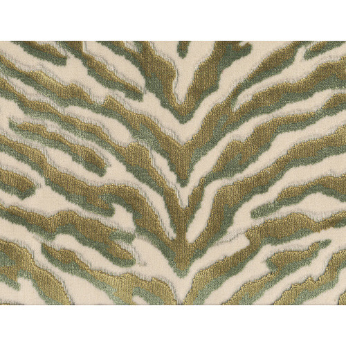 Hamilton Fabrics Ziggy Forest Green Cream Zebra Cut Velvet