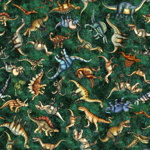 Quilting Treasures Fabrics Savage Kingdom Dan Morris Forest Green Dinosaurs