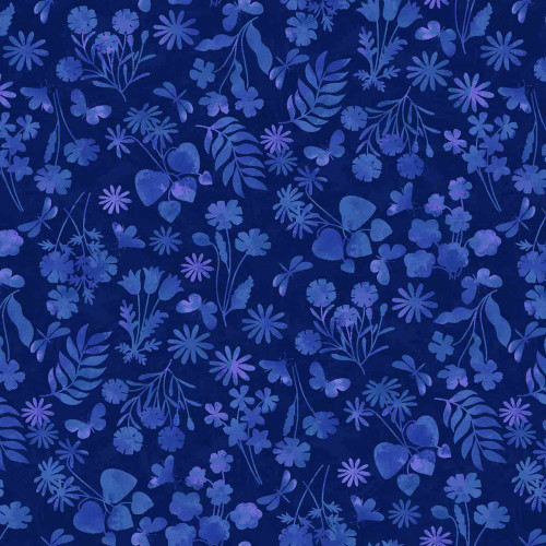 Studio E Fabrics Garden Park Jennifer Brinley Mini Floral Monotone Navy