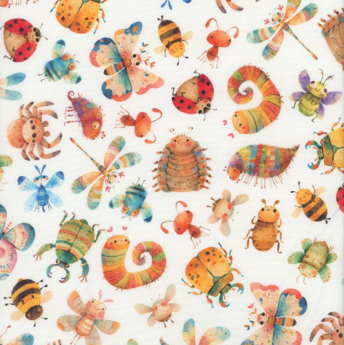 Quilting Treasures Fabrics QT Cuties Dan Morris Creative White Bugs
