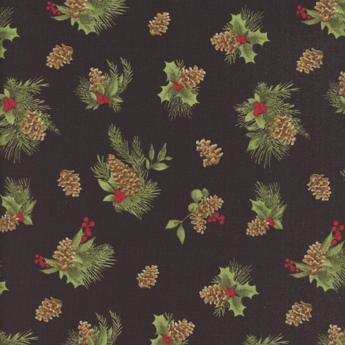 Wilmington Prints Cardinal Charm Susan Winget Pine Cone Toss Black