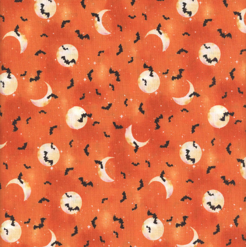 Wilmington Prints Spooky Tails Nancy Mink Bats Orange