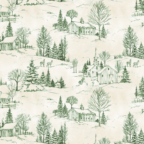 Wilmington Prints The Jolly North Anne Tavoletti Scenic Toile CreamGreen