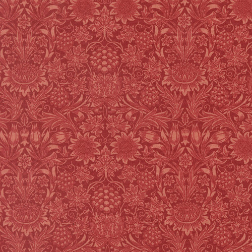 Moda Fabrics William Morris Muse Barbara Brackman Sunflower Damask Russet Red