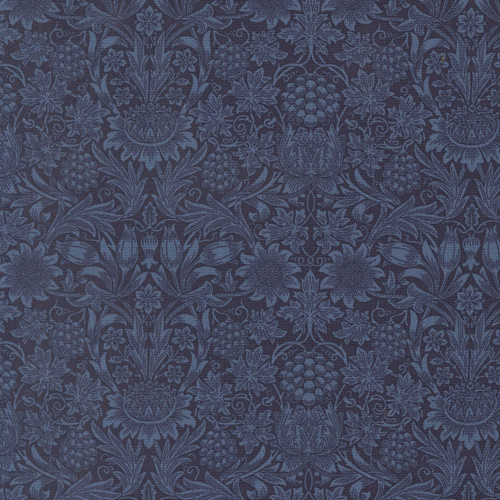 Moda Fabrics William Morris Muse Barbara Brackman Sunflower Damask Twilight Blue