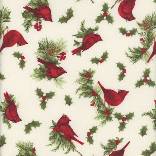 Wilmington Prints Cardinal Charm Susan Winget Cardinal Toss Cream