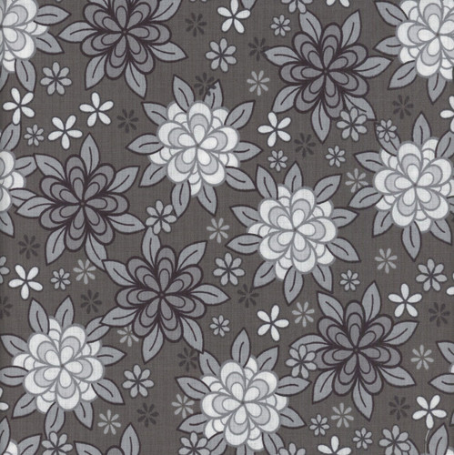 Wilmington Prints Cottage Reverie Coffee and Quilts Packed Florals Dark Grey