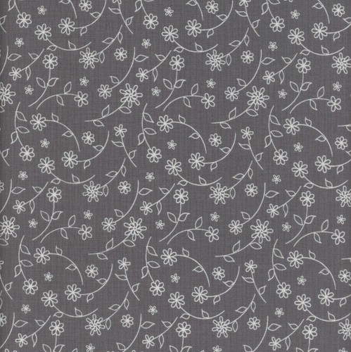 Wilmington Prints Cottage Reverie Coffee and Quilts Small Floral Toss Grey