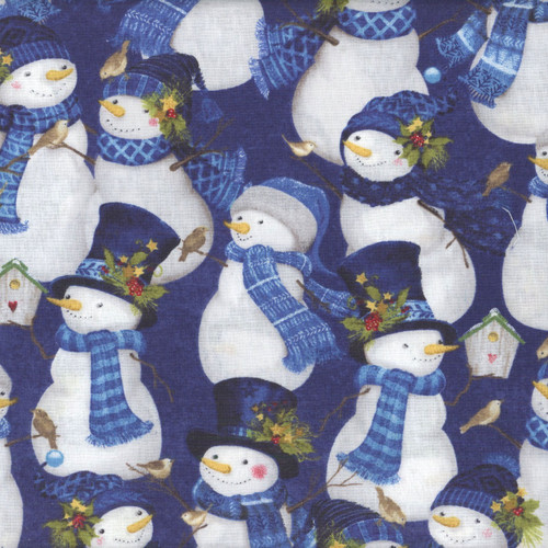 Wilmington Prints Let it Snow-Man! Danielle Leone Packed Snowmen Dark Blue